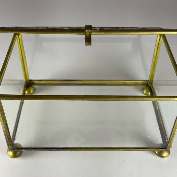 Vintage stained glass brass jewelry trinket box - Picture 8 of 11